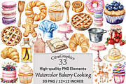Watercolor Bakery Cooking Clipart, a Seasonal Illustration by CitraGraphics (Thumbnail 1 of 5)