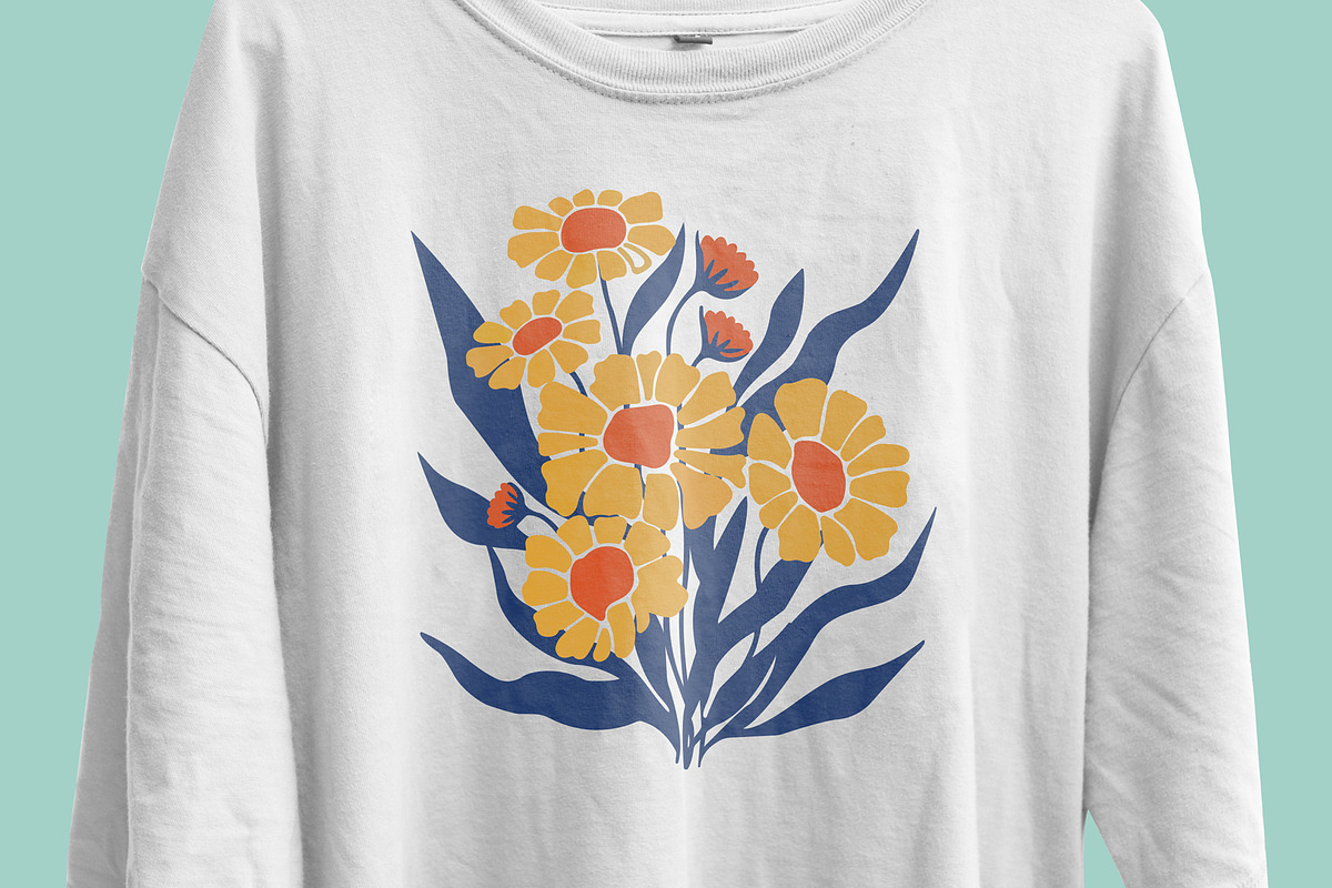 Retro Floral T-Shirt Design, an Object Illustration by Ahluva Studio (Photo 5 of 6)
