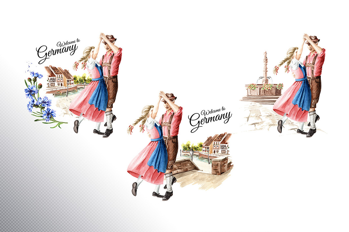 Welcome to Germany. Watercolor set, an Illustration by Daria Ustiugova (Photo 4 of 15)
