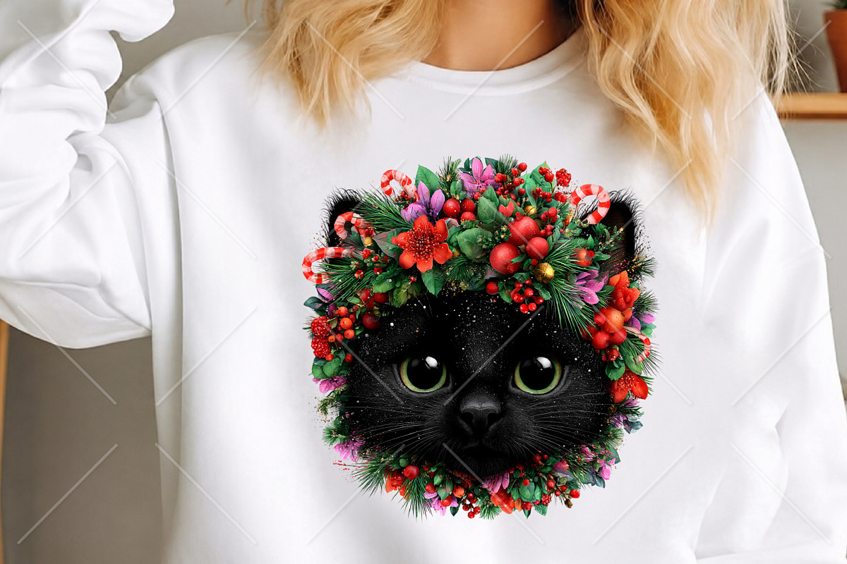 Whimsical Christmas Black Cat PNG, a Seasonal Illustration by Canvas Craft (Photo 5 of 10)