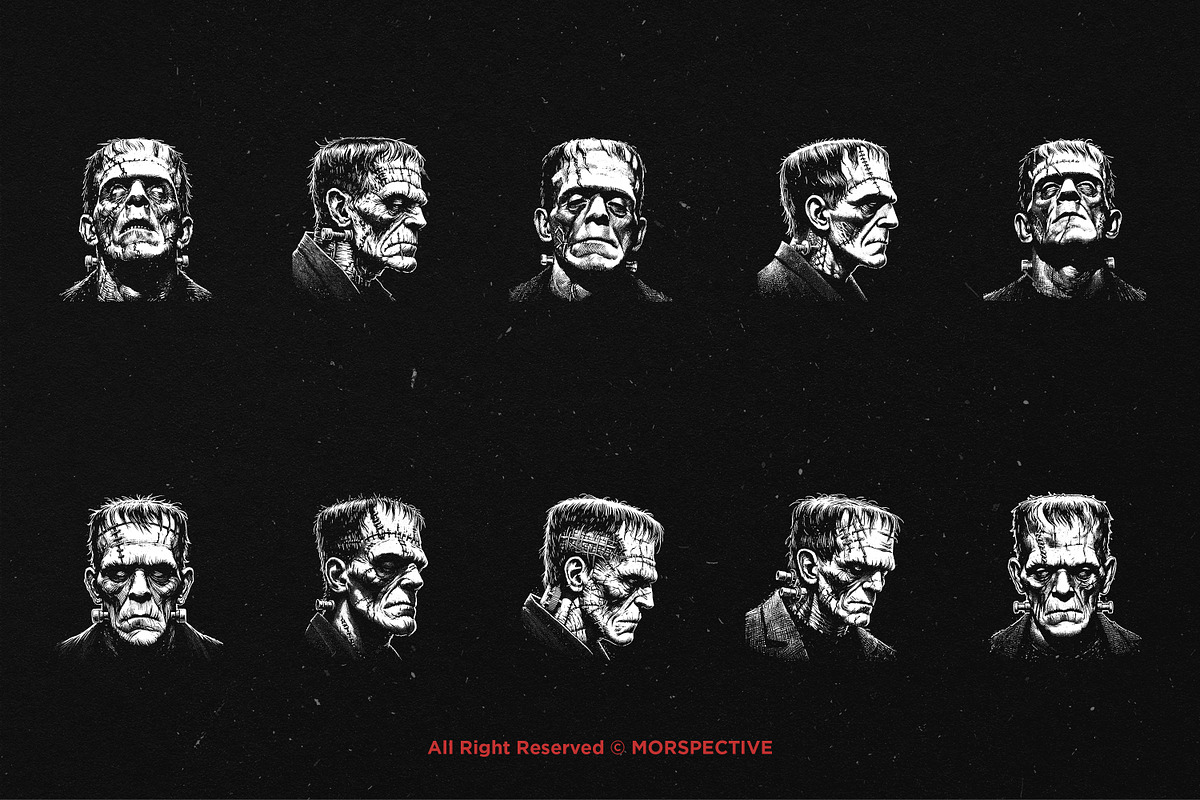 10 Bundle Dark Art Frankenstein Head, an Illustration by Morspective (Photo 6 of 7)