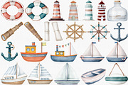 Watercolor Nautical Clipart Set, an Illustration by CropUp Creative (Thumbnail 2 of 7)