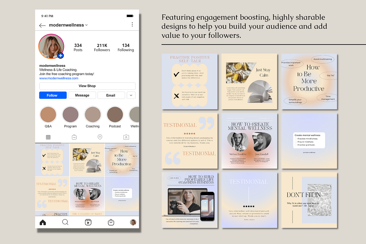 Gradient Design Canva Instagram Pack, a Social Media Template by Guavamelo Studio (Photo 4 of 12)