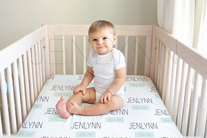 Crib Sheet with Baby Boy Mockup BD04