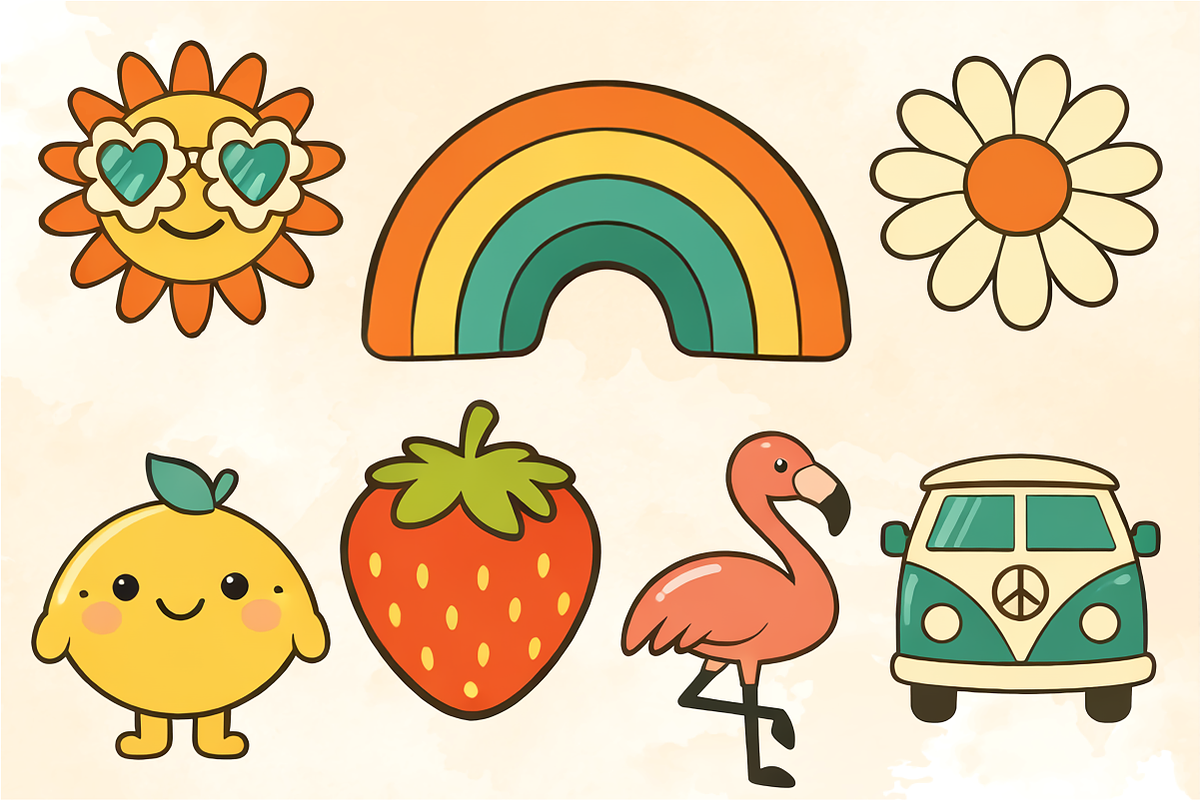 Summer Retro Clipart Pack, a Seasonal Illustration by KiddoGlyphs Studio (Photo 3 of 4)