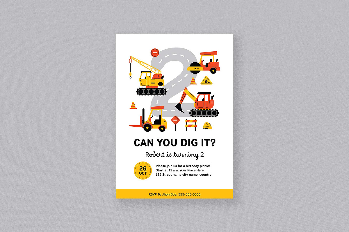 Construction Birthday Invitation, an Invitation Template by Vynetta (Photo 3 of 3)