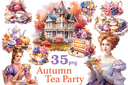 Autumn Clipart Bundle | Tea Party, a Person Illustration by GlamArtZhanna (Thumbnail 1 of 5)