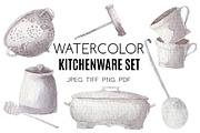 Watercolor kitchenware hand painted, an Illustration by My watercolor shop (Thumbnail 1 of 7)