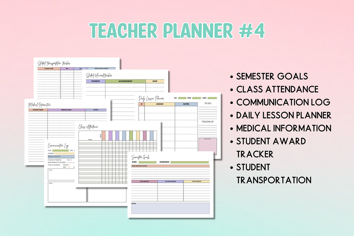 Teacher Planner #4 - Canva template, a Templates & Theme by Adalin Shop (Photo 6 of 14)