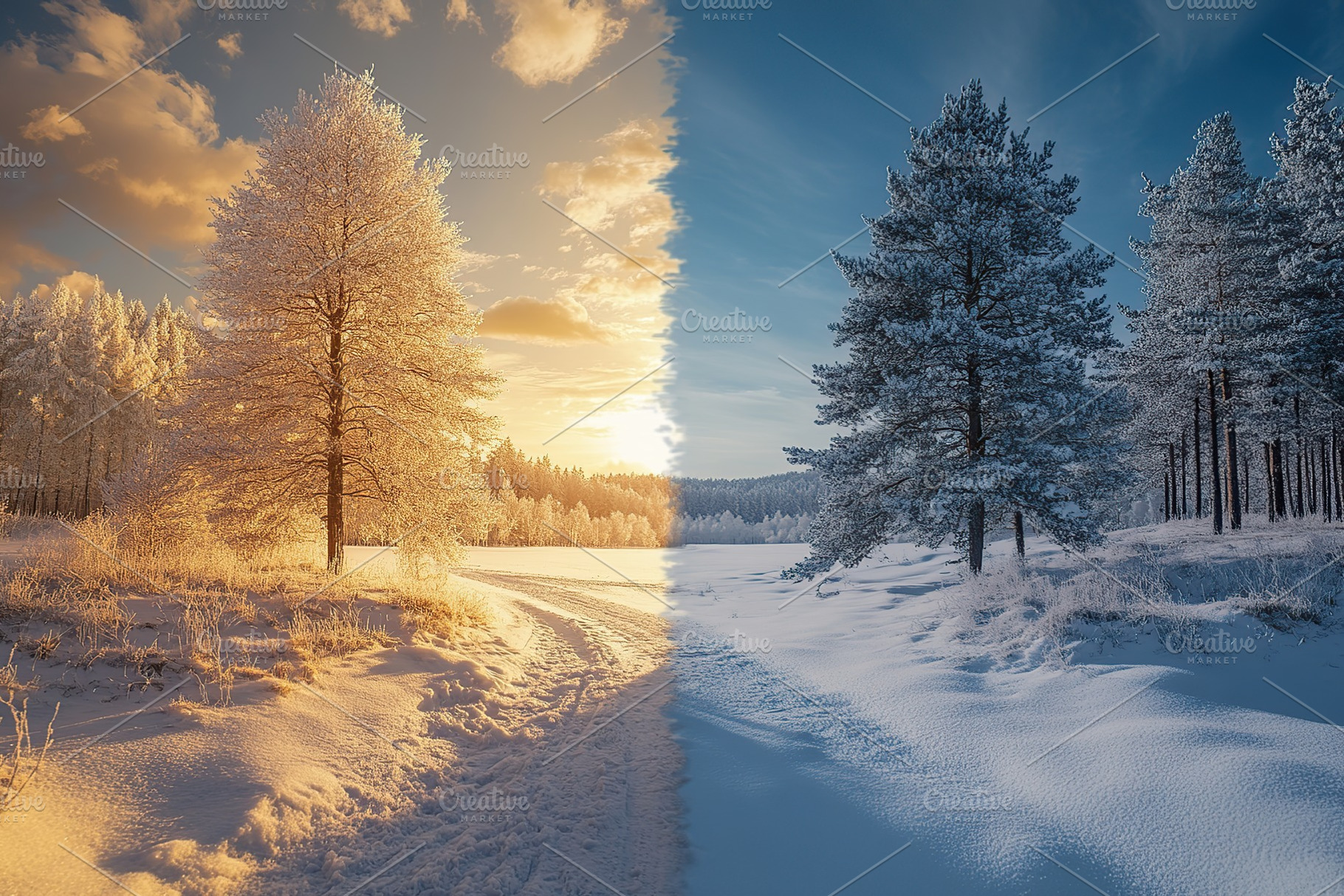 Beautiful landscape with changing seasons, a Photo by AlyaAnd