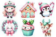 Kawaii Pink Mint Christmas Clipart, an Illustration by Daily.Designs (Thumbnail 3 of 5)