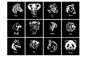 Set of animal logos. hand drawing, an Animal Illustration by Nenahliadava Design