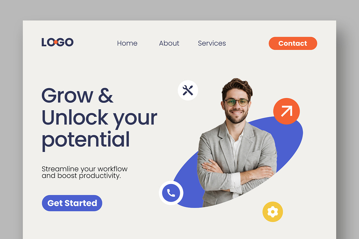 Business Landing Page Website UI, a Landing Page Template by ContestDesign (Photo 2 of 5)