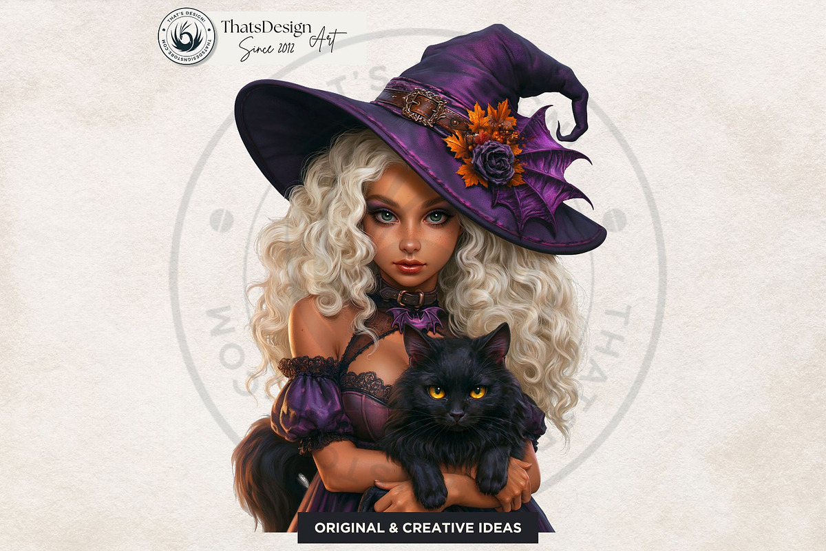 Halloween Little witches Cliparts, a Seasonal Illustration by ThatsDesignArt (Photo 7 of 17)