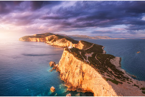Lighthouse on the mountain peak at, a Nature Photo by den-belitsky