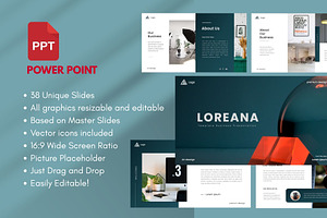 Loreana Business PowerPoint Template, a Presentation Template by Rizki Herdian