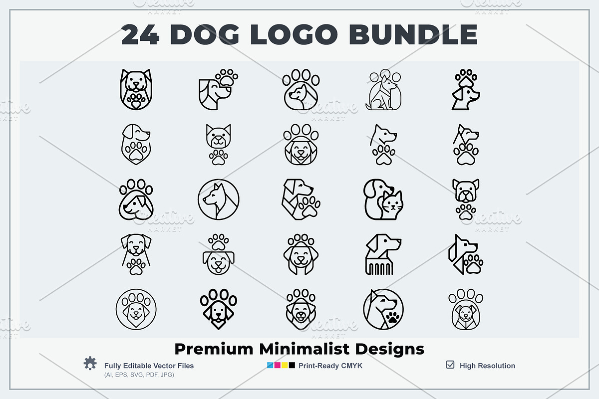 Minimal Outline Dog Logos, a Branding & Logo Template by Vectorium Studio (Photo 1 of 2)