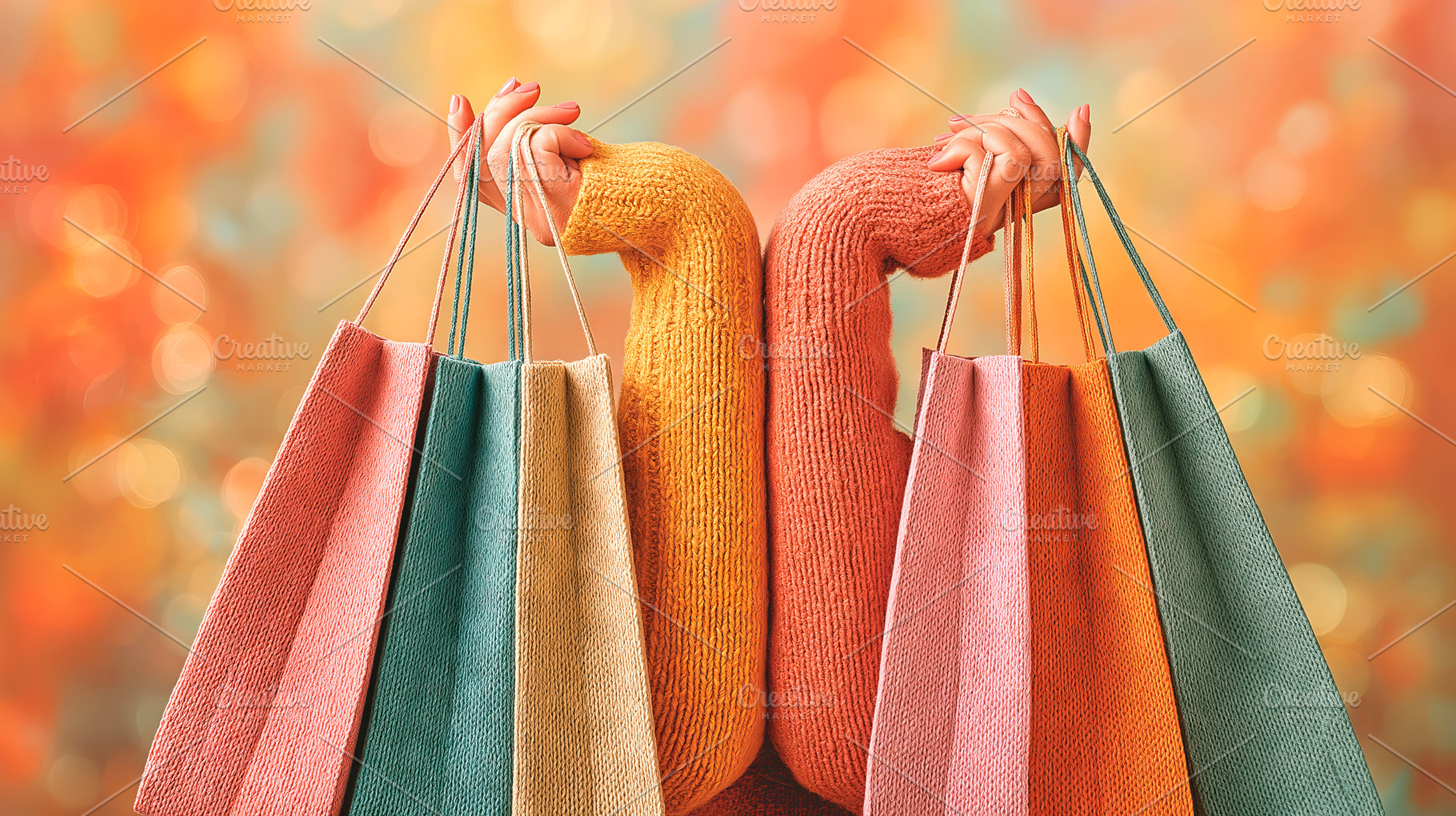 Autumn Shopping: Woman Holding, an Abstract Photo by Ocean Digital Art