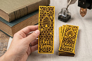 Bee Happy Bookmark SVG Cut File, an Object Graphic by Libby Wishes (Thumbnail 3 of 3)