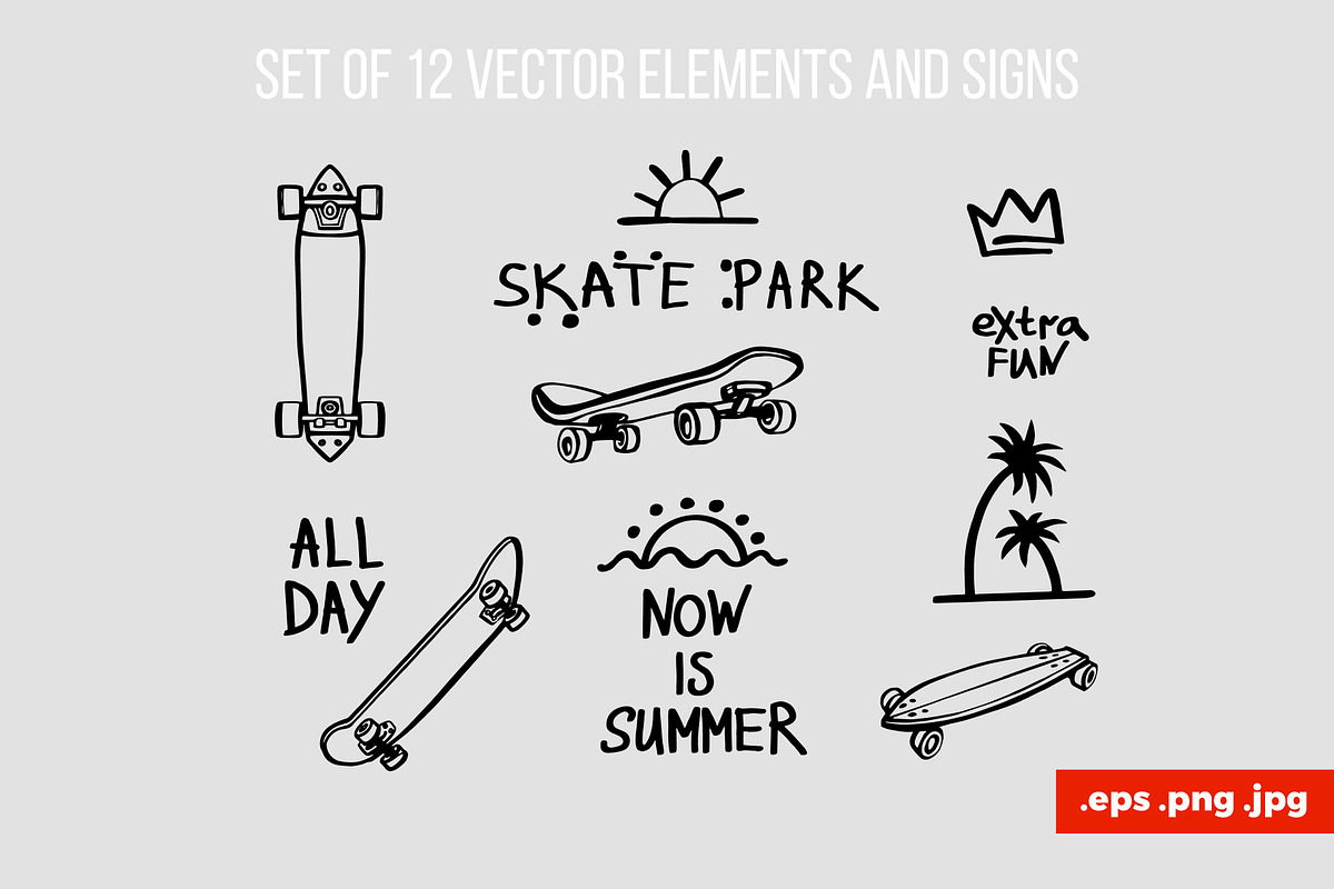 Skateboard Park Sticker & Patterns, a Sport Illustration by Sopelkin (Photo 2 of 9)