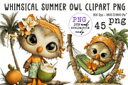 Whimsical Summer Owl Clipart PNG, an Illustration by CreationArt (Thumbnail 1 of 7)
