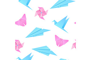 Origami seamless pattern, a Pattern Graphic by Elen_Art