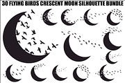Flying Birds Moon SVG Bundle, an Illustration by yasushie (Thumbnail 1 of 31)