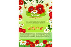 Floral Holiday Poster Of Summer Flowers Bouquet