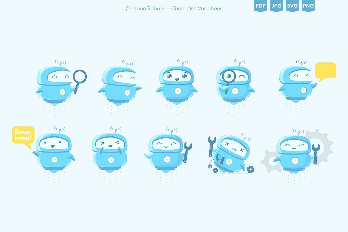 Cartoon Robots Vector Collection, a Technology Illustration by Ilia Design (Photo 5 of 10)