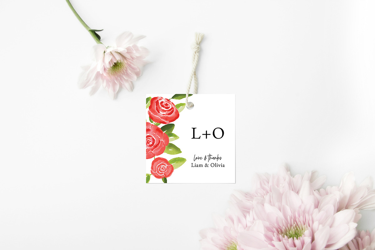 Rose Floral Wedding Tags & Labels, a Stationery Template by Beyond Muse (Photo 3 of 4)
