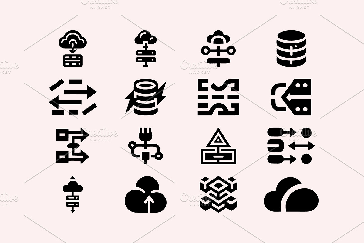 Tech Cloud Data Server Icons Bundle, a Solid Icon by Vectorium Studio (Photo 5 of 24)