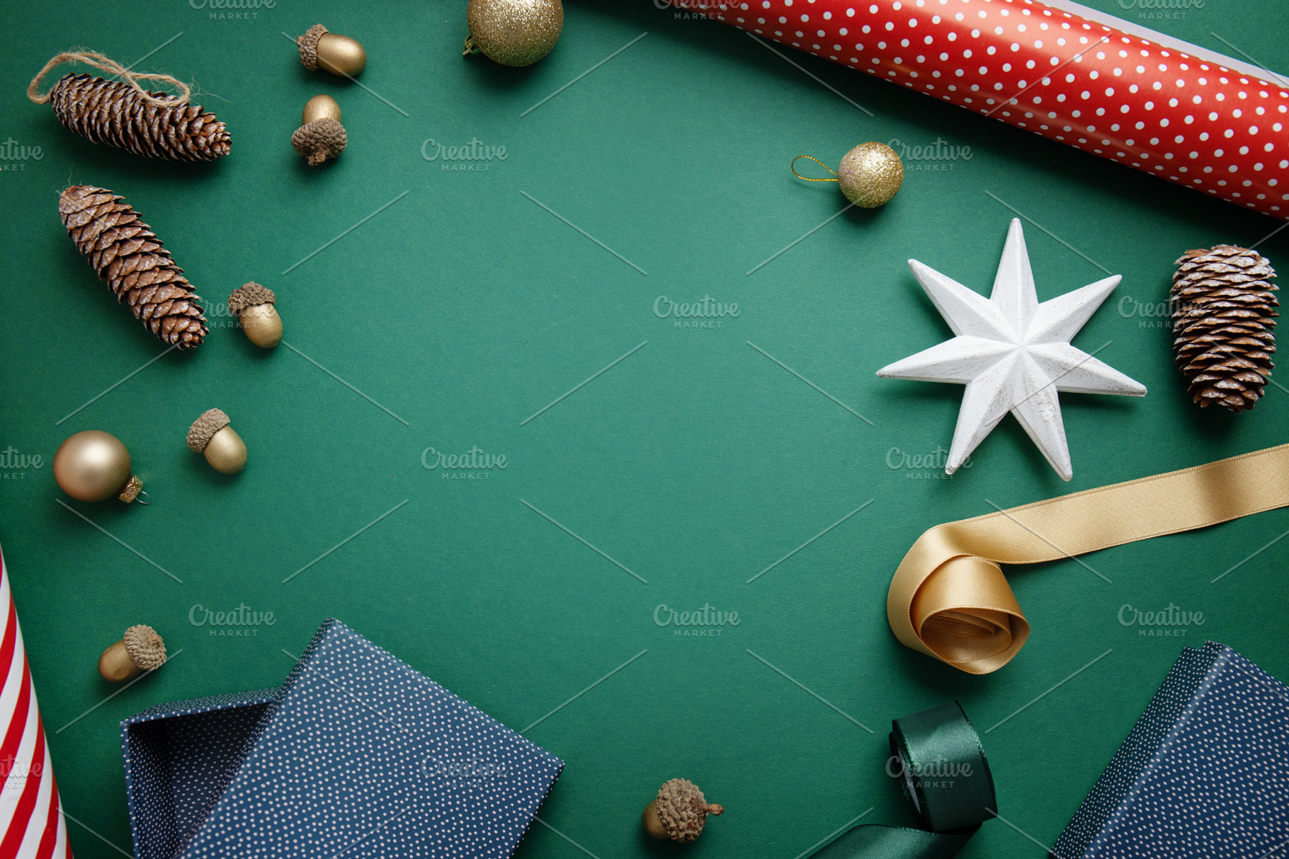 Christmas concept with baubles, a Holiday Photo by Valeria Art