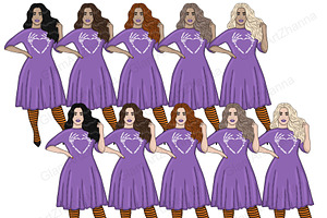 Halloween Bright Girls Clipart