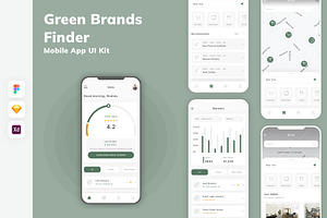 Green Brands Finder App UI Kit, an UI Kit Template by uicube