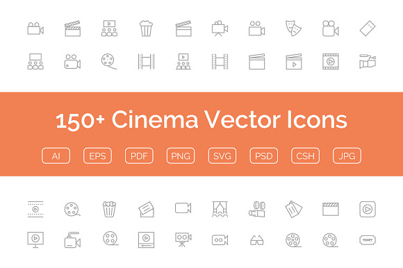 150+ Cinema Vector Icons preview 4