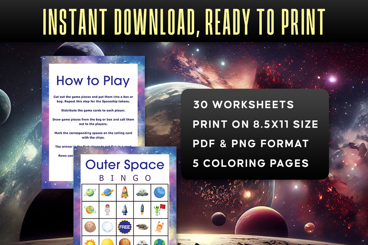 Outer Space Bingo Printable, a Print Template by Graphicsnext (Photo 4 of 4)
