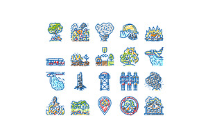 wildfire blaze firestorm burn icons, an Object Illustration by pikepicture