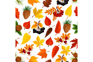 Seamless Autumn Pattern Background Of Fall Nature