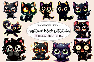 Frightened Black Cat Sticker Clipart, an Illustration by Designworld