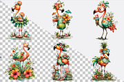 Watercolor Summer Flamingo Clipart, an Illustration by SVGArt (Thumbnail 2 of 9)