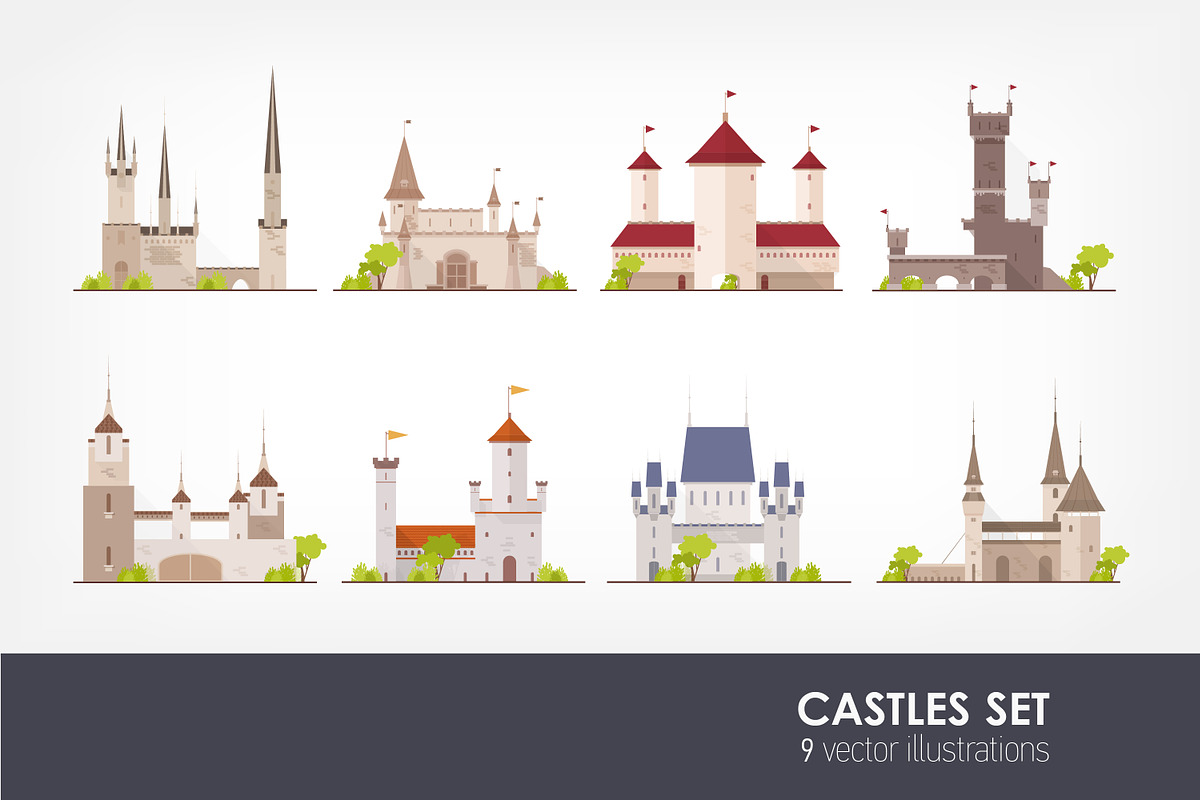 Set of ancient castles, fortresses, an Object Illustration by Good Studio (Photo 1 of 4)