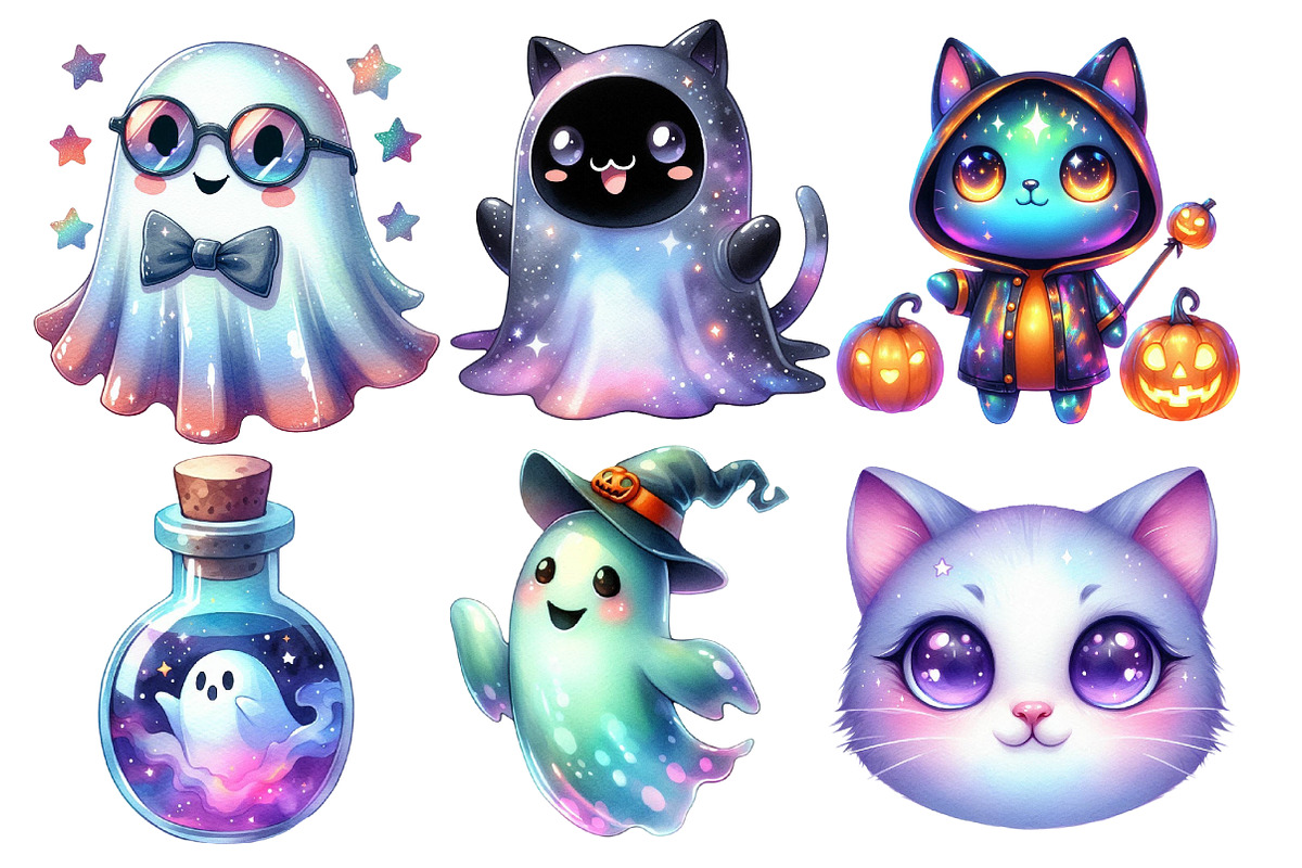 Cute Holographic Halloween PNG Clipa, an Illustration by Designworld (Photo 2 of 6)