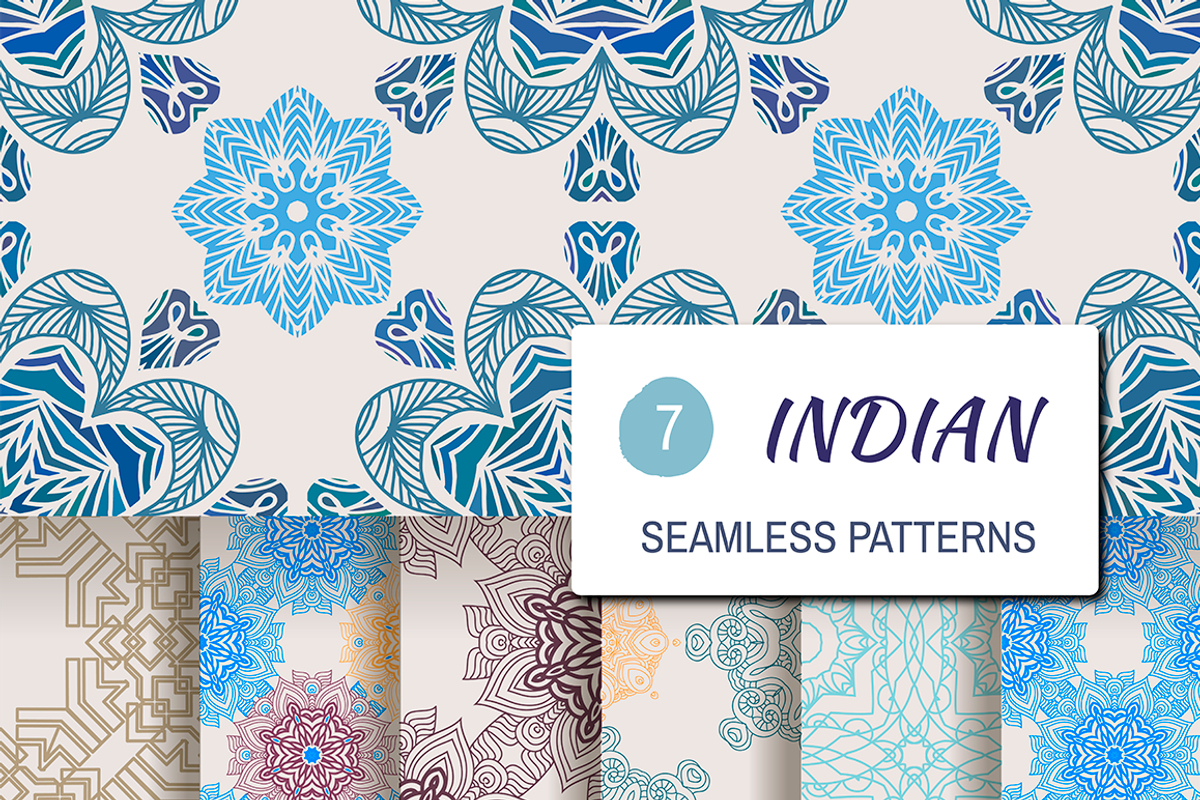 7 indian seamless patterns, a Pattern Graphic by TATIANA_GERICH (Photo 1 of 4)