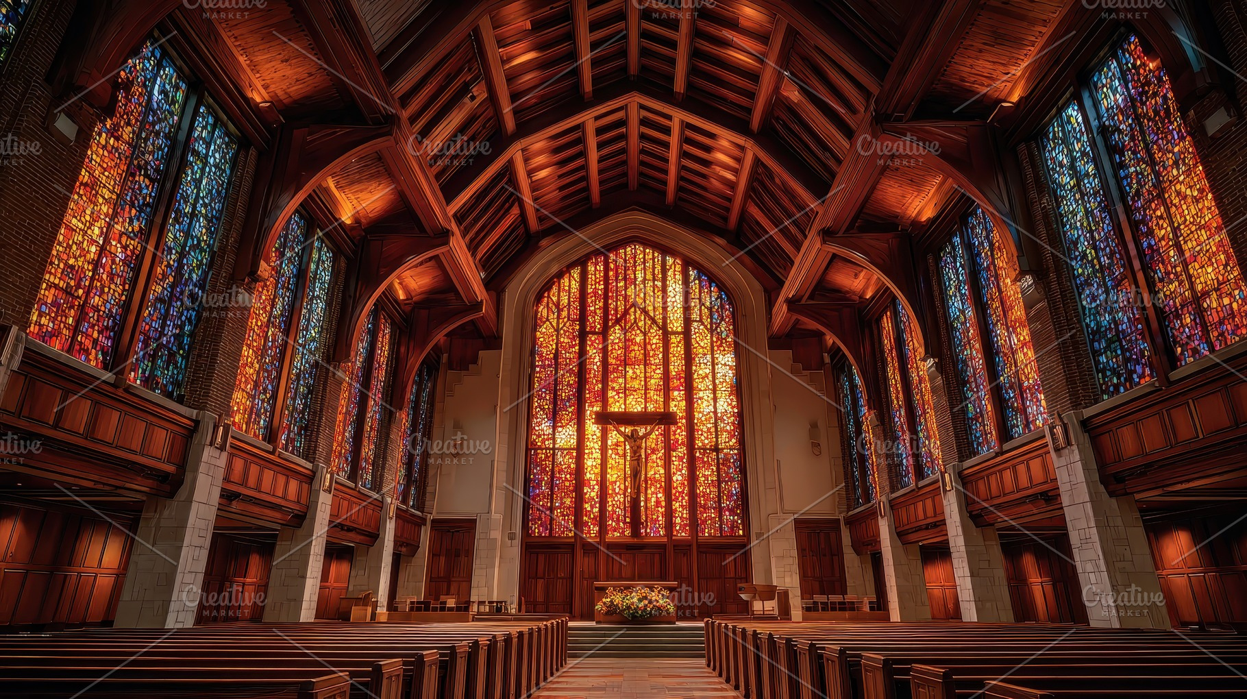 Stunning church interior with vibran, an Abstract Photo by Pixeness Studio