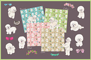 Bichon Frise Clipart Digital Paper, an Animal Illustration by VianneArt (Thumbnail 2 of 7)