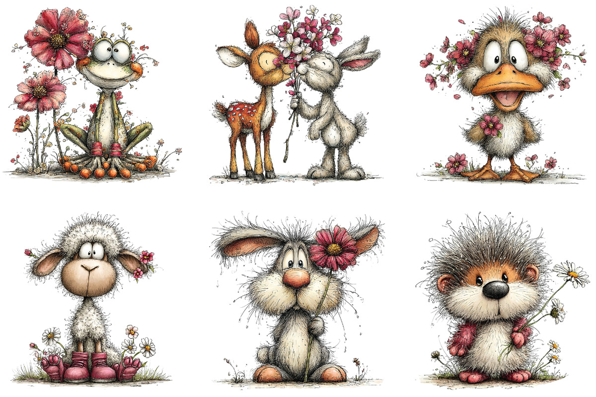 Whimsical Spring Animals Clipart, an Illustration by CraftArtStudio (Photo 2 of 6)