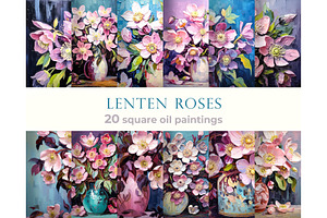 Oil Painting Lenten Roses Still Life