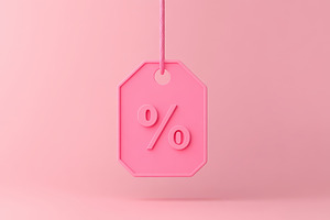 Pink shopping tag signals big deals, a Photo by Pavel_design