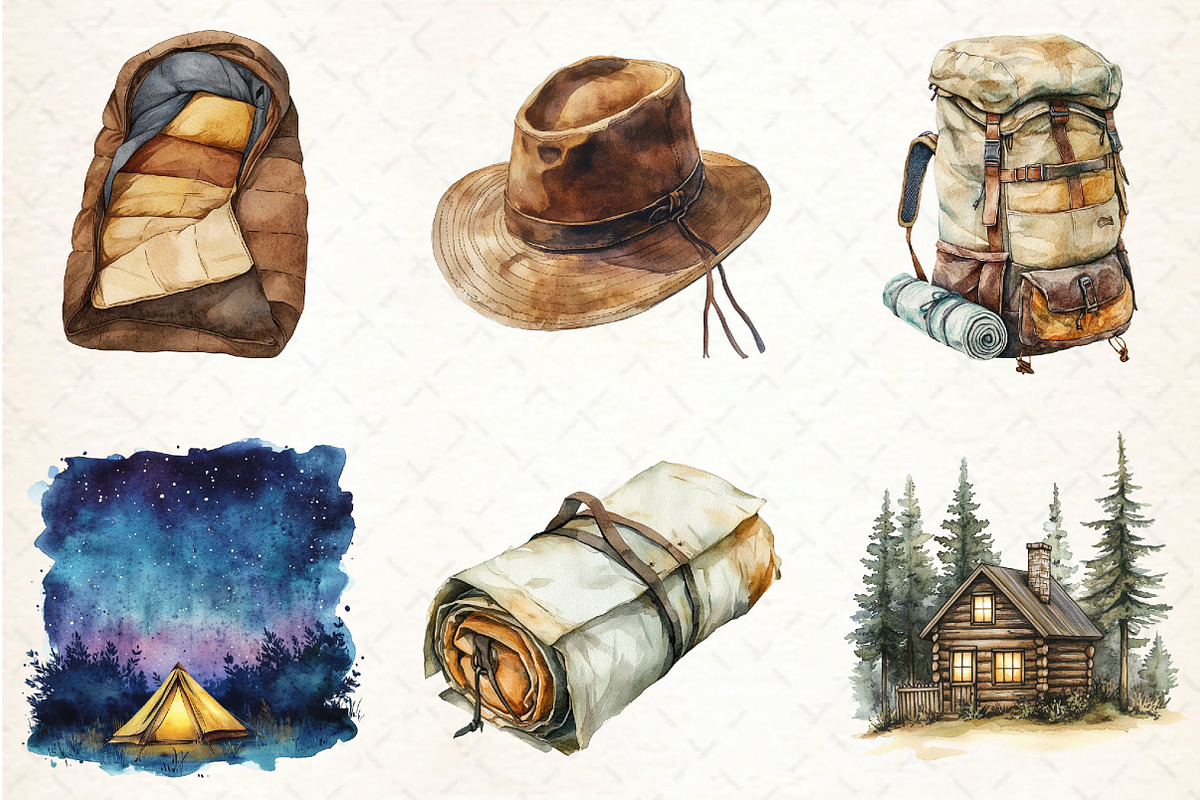 Watercolor Camping Clip Art, an Illustration by Libby Wishes (Photo 4 of 5)
