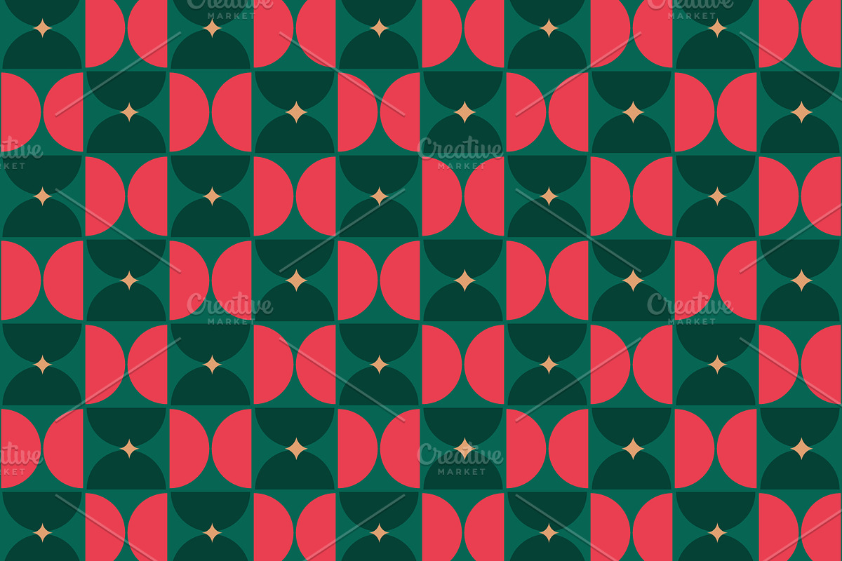 Christmas Bauhaus Seamless Pattern, a Pattern Graphic by Elena Pimukova (Photo 3 of 4)